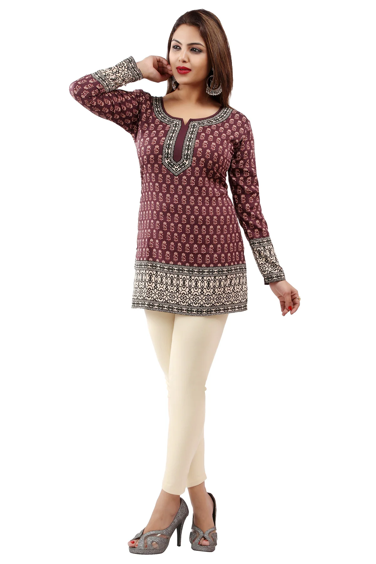 Stylish Brown India Tunic Tops - Trendy Ethnic Wear for Women - Image 6