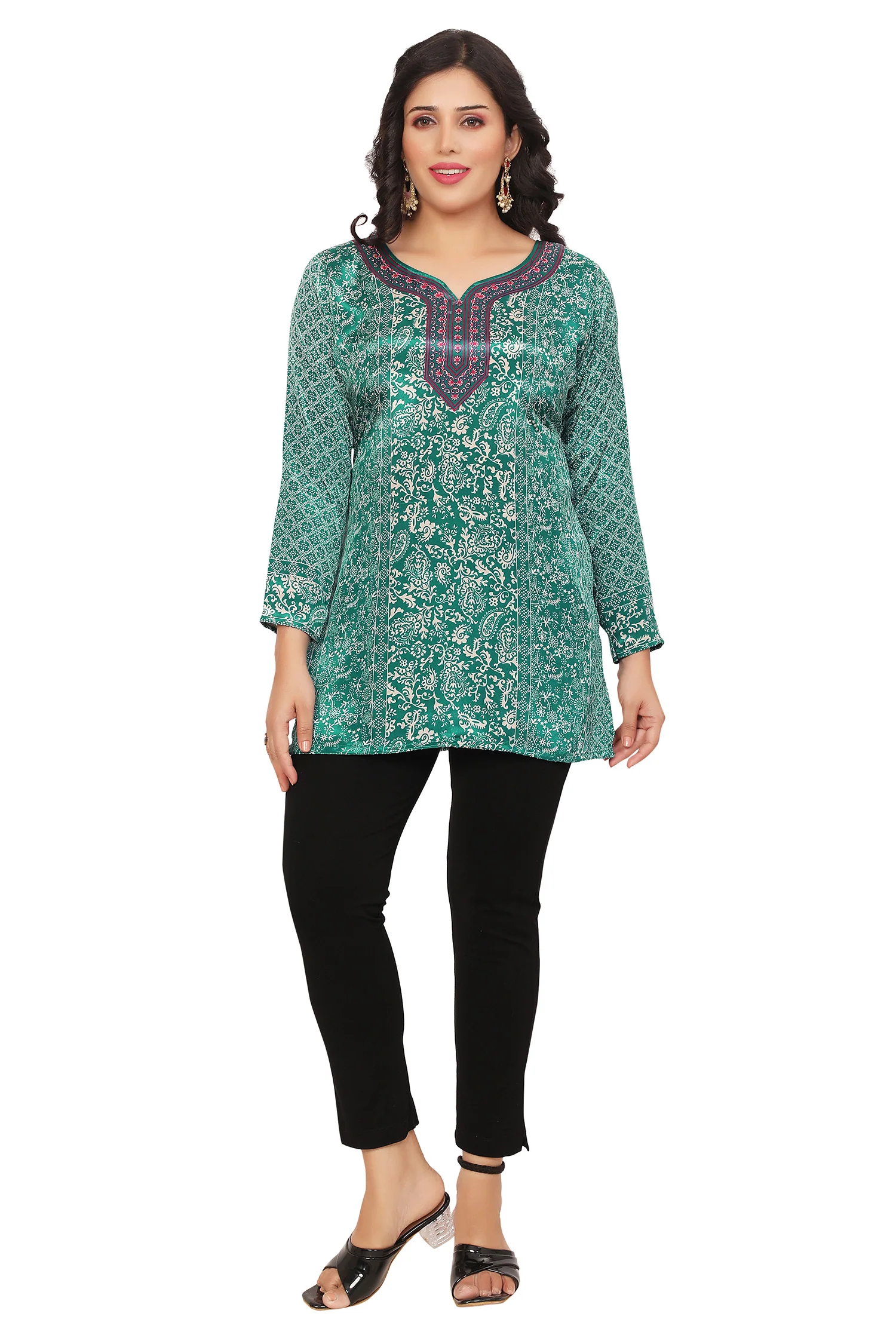 Stylish Green Indian Kurta - Shop Indian Kurta Online - Image 4