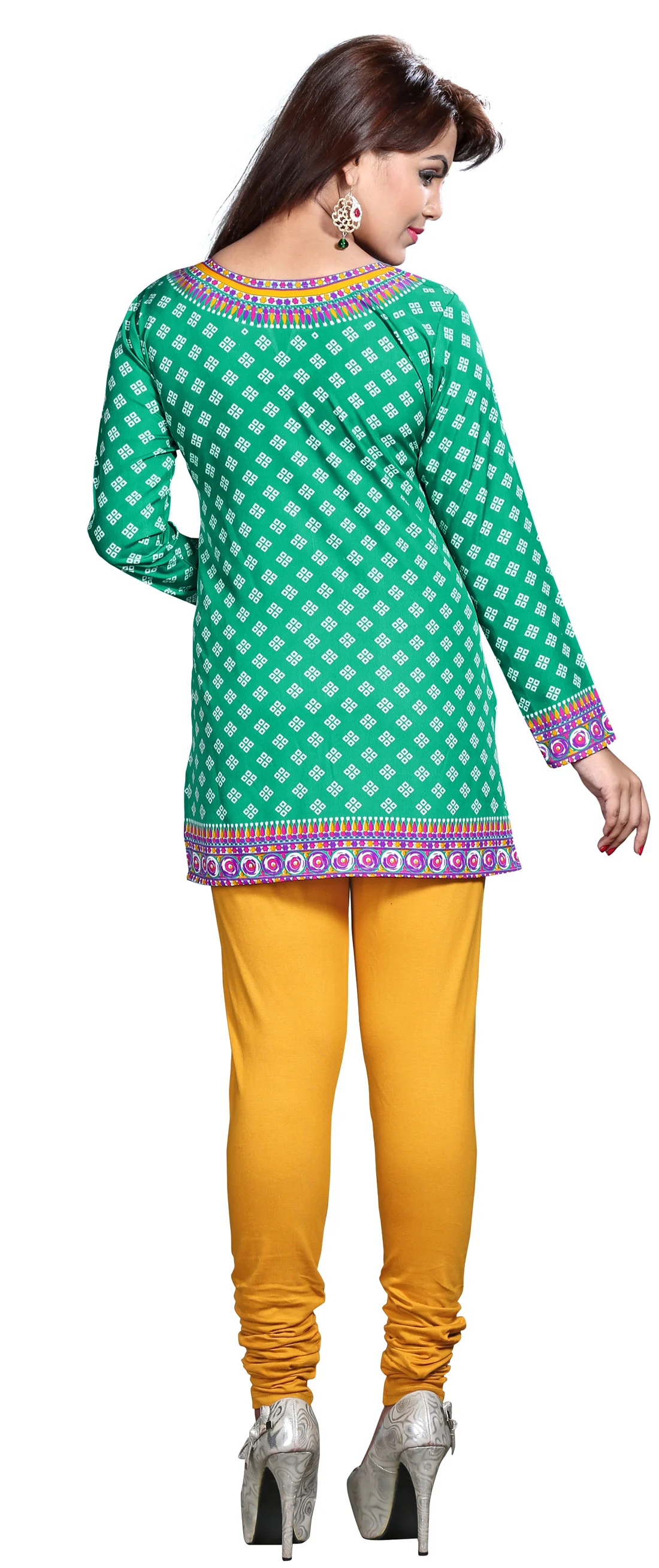 Stylish Green Indian Kurti for Lades - Vibrant Short Kurti - Image 2