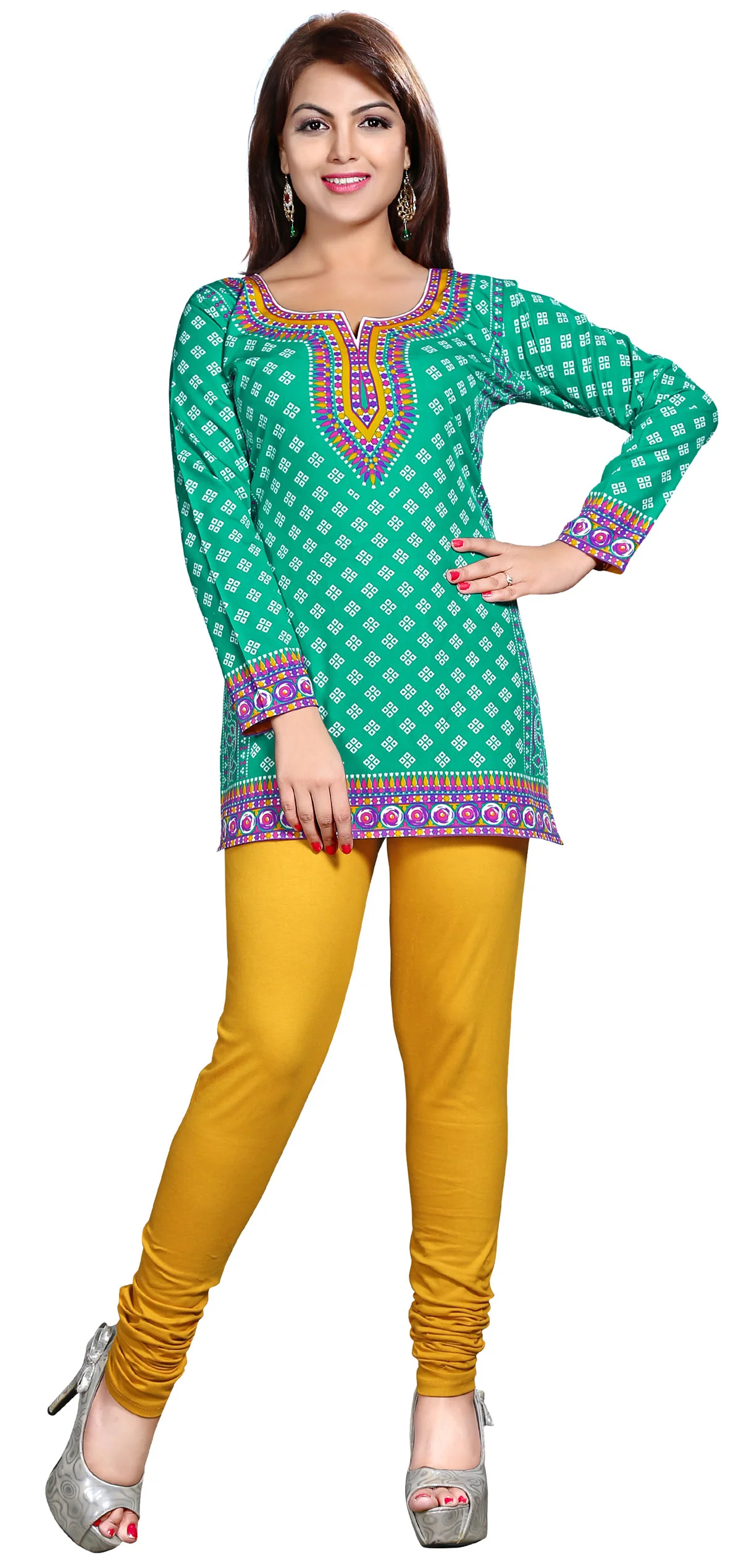Stylish Green Indian Kurti for Lades - Vibrant Short Kurti - Image 5