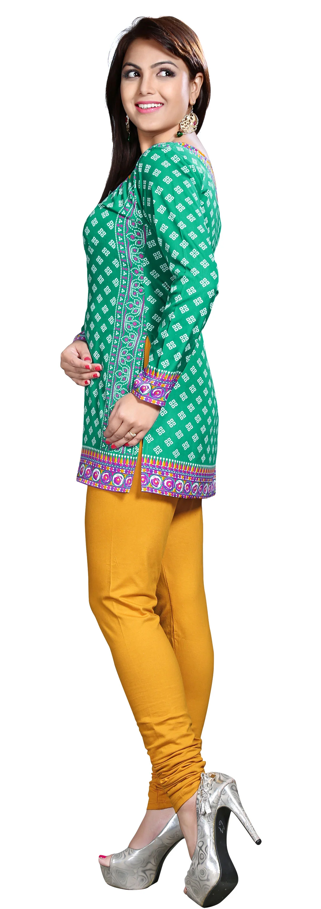Stylish Green Indian Kurti for Lades - Vibrant Short Kurti - Image 6