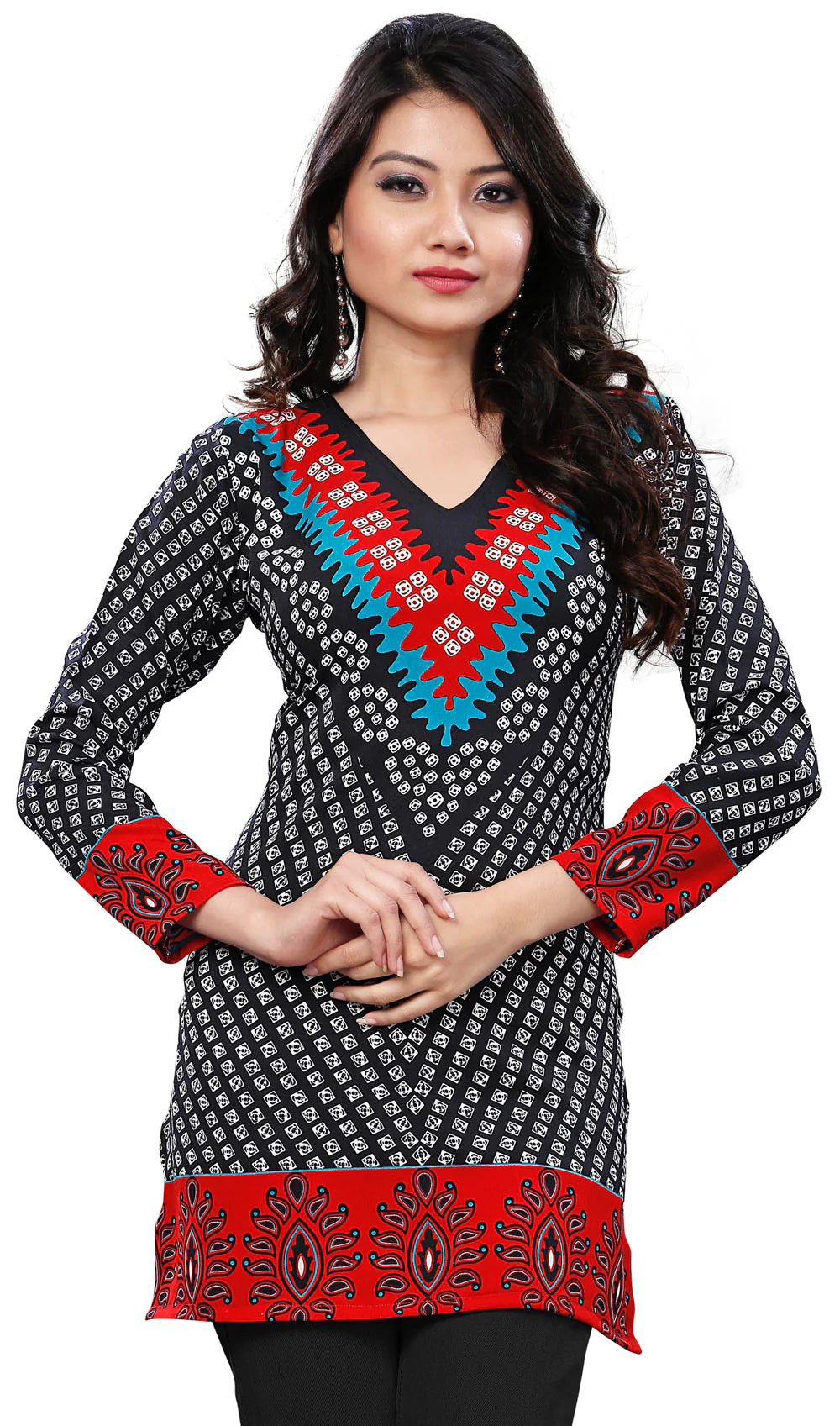 Stylish Indian Ethnic Kurti - Black Short Kurti for Women