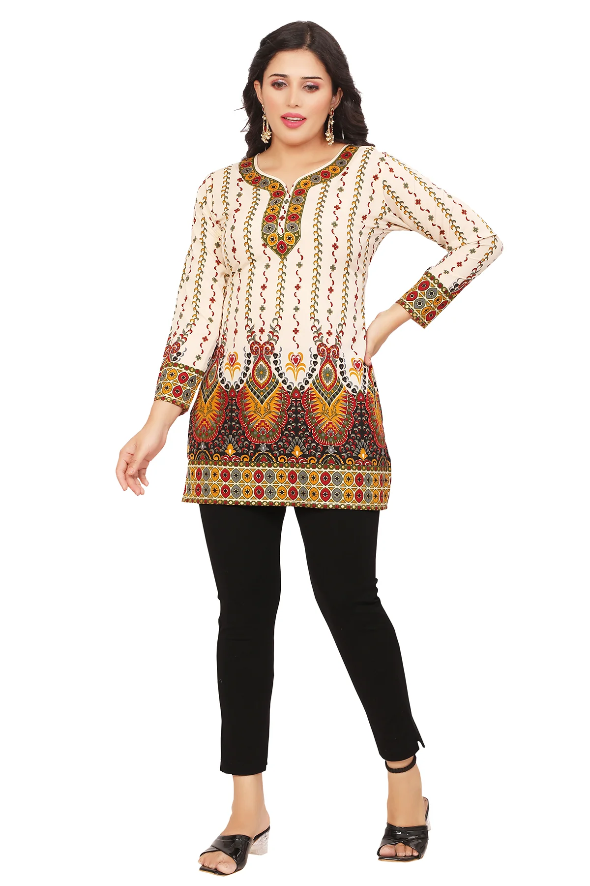 Stylish Off-White Short Kurti for Women - Perfect Indian Kurti Top - Image 2