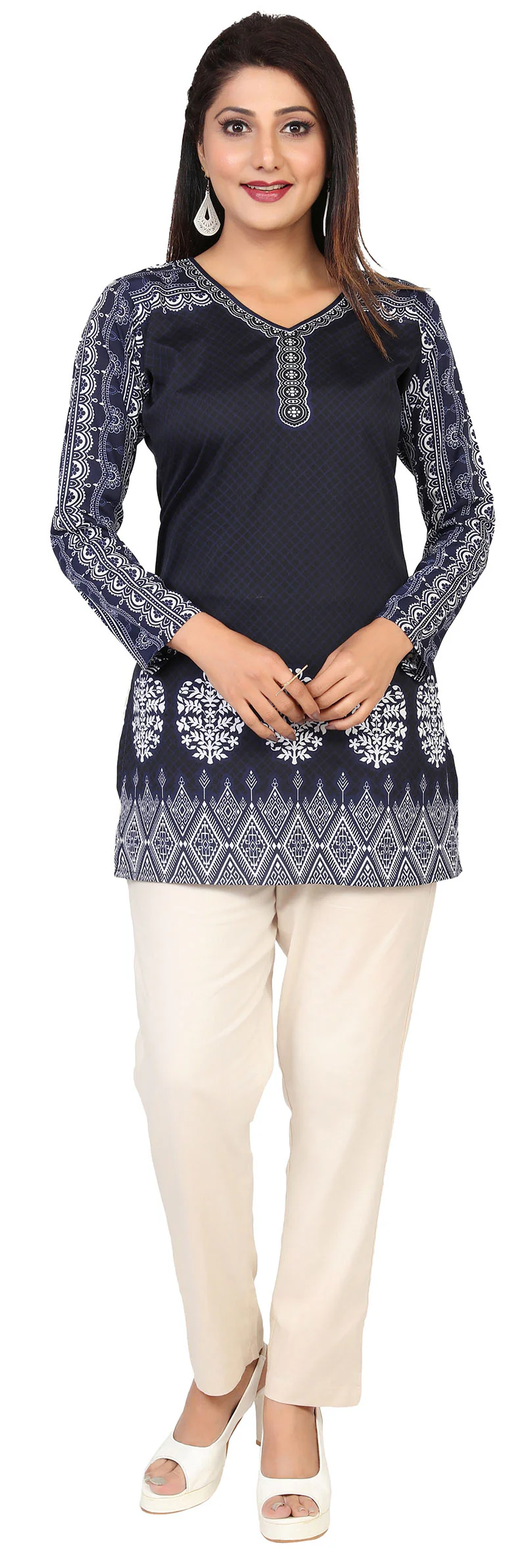 Stylish Short Kurti for Women - Indian Clothing (Blue) - Image 4