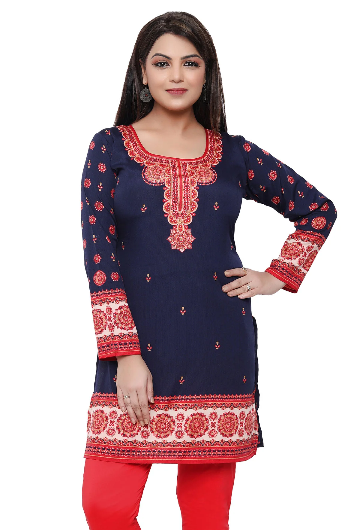 Stylish Short Kurti for Women - Indian Clothing (Blue) - Image 4
