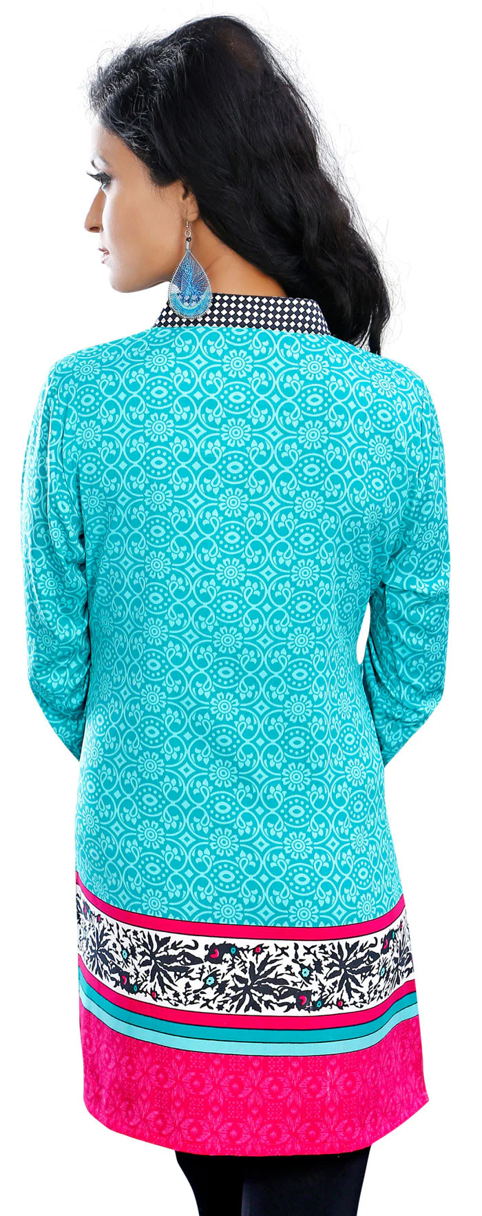 Stylish Turquoise Indian Kurti – Vibrant Short Kurti for Women - Image 2