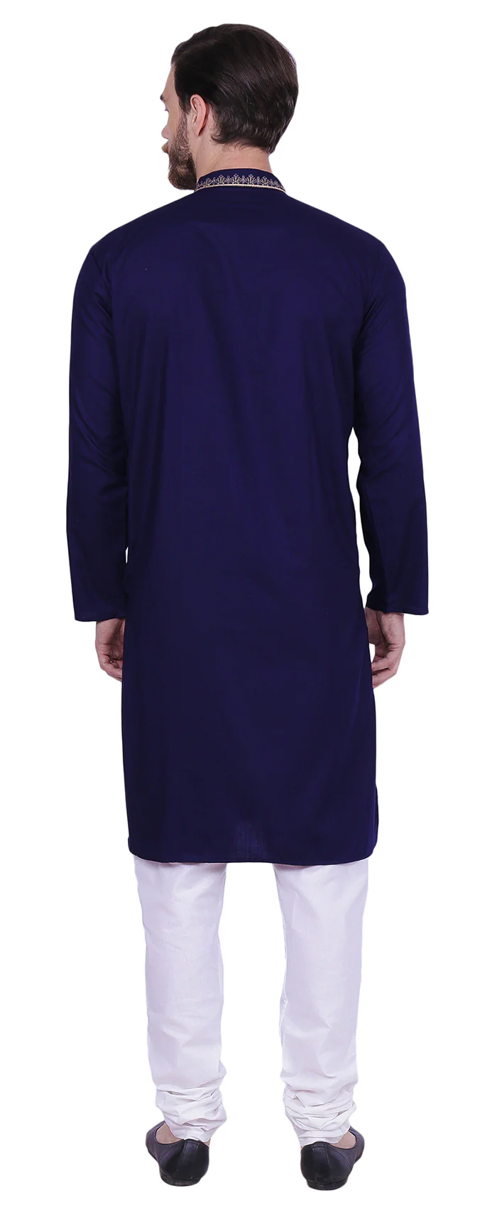 Traditional Embroidered Men's Kurta Pajama Party Wear India Clothes (Blue) - Image 3
