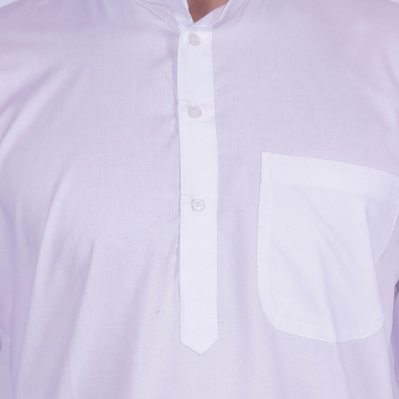 Traditional Men's Long Kurta Solid Color India Clothes (White) - Image 4