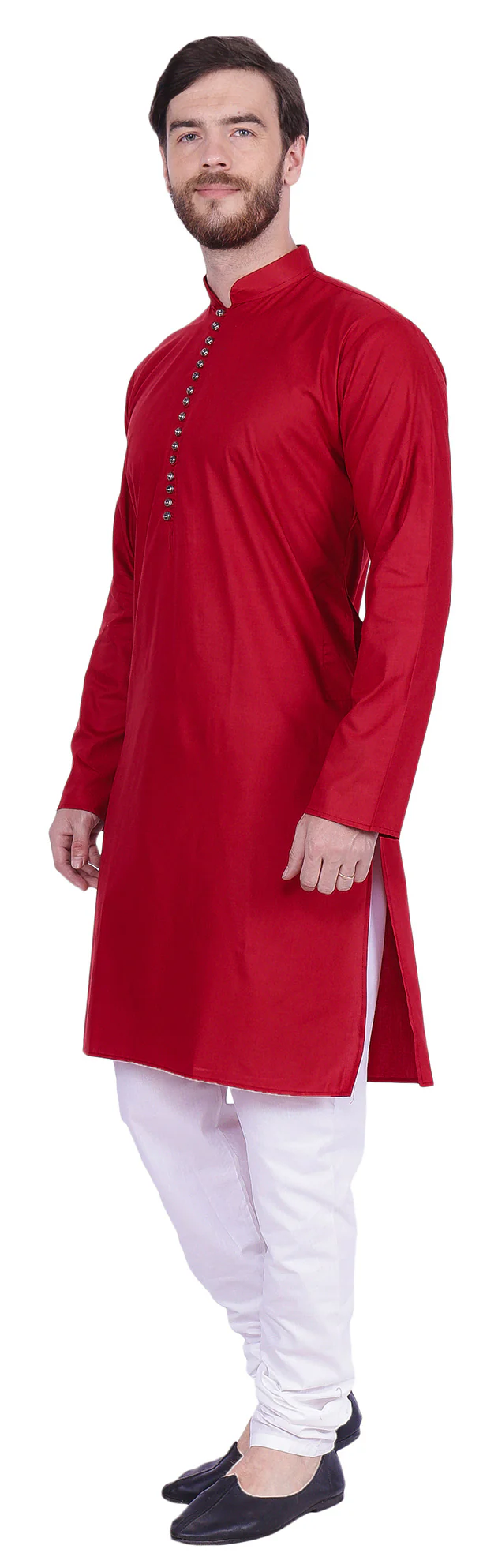 Traditional Men's Party Dress Kurta Pajama India Clothes (Maroon) - Image 2