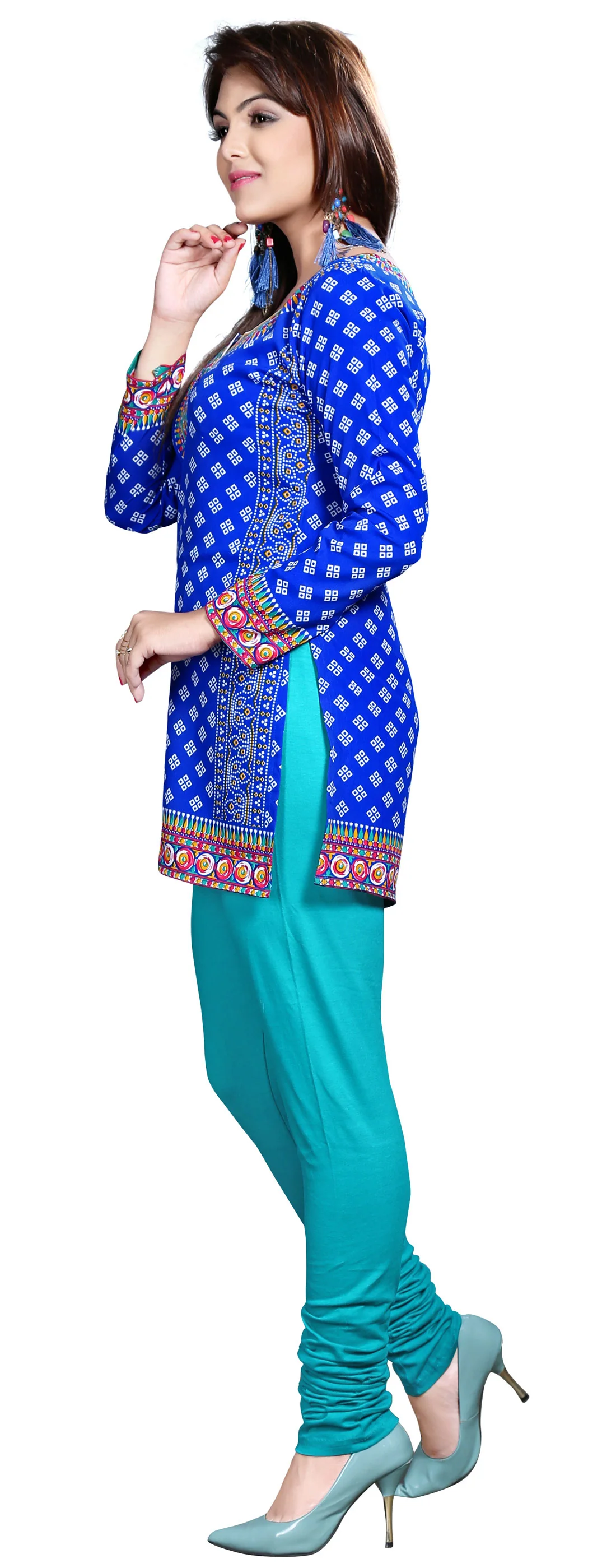 Vibrant Blue Indian Kurta for Women - Stylish Short Kurti - Image 5