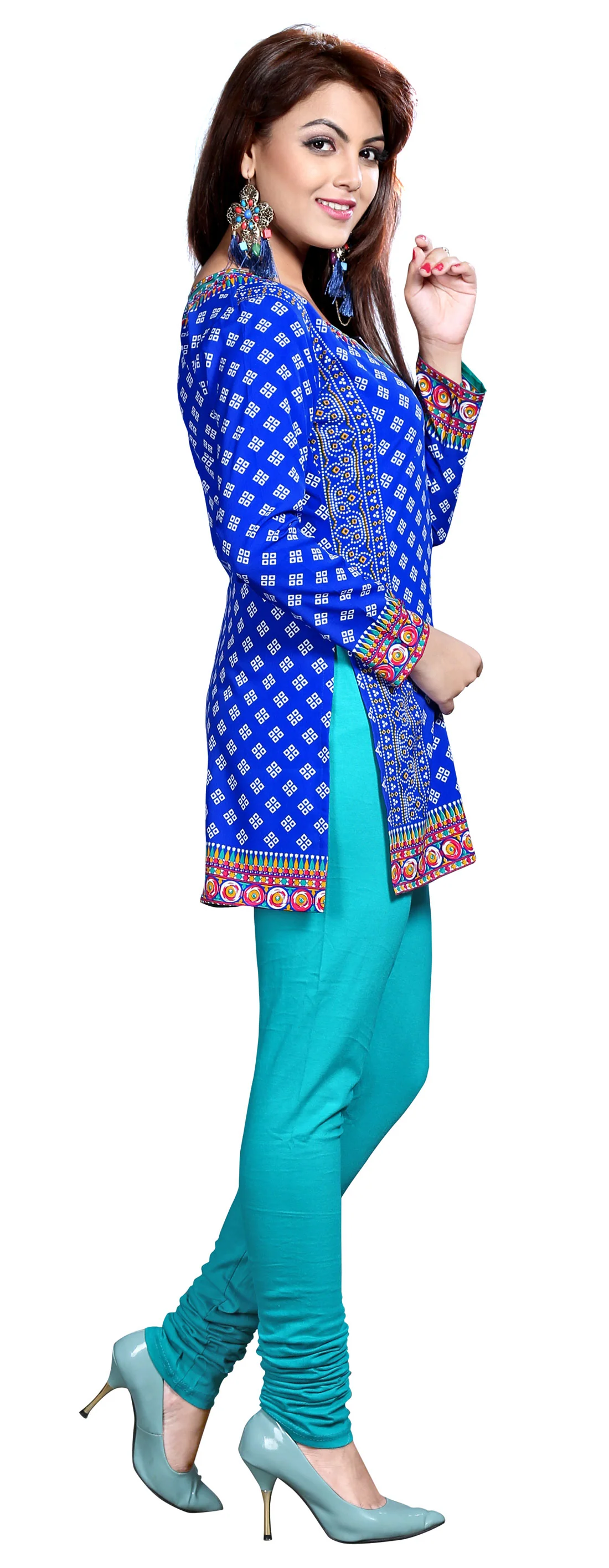 Vibrant Blue Indian Kurta for Women - Stylish Short Kurti - Image 6