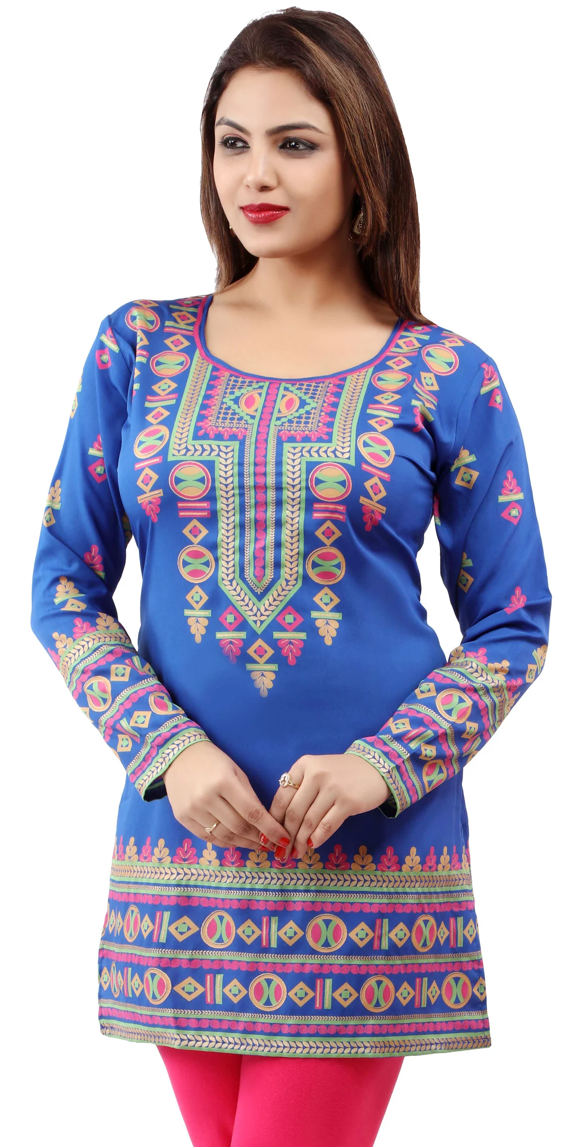 Vibrant Blue Kurti for Women Indian Clothing Tunic - Image 4