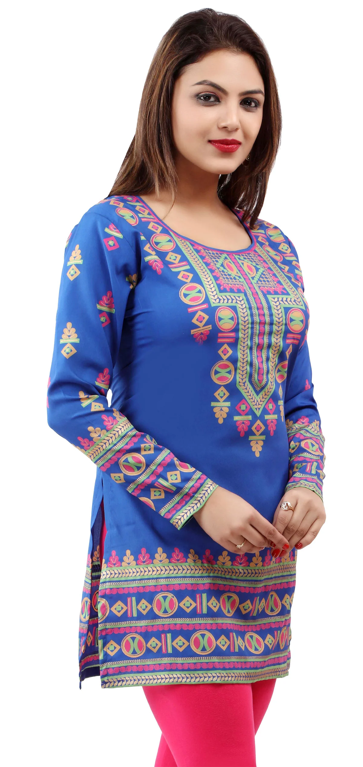 Vibrant Blue Kurti for Women Indian Clothing Tunic - Image 5