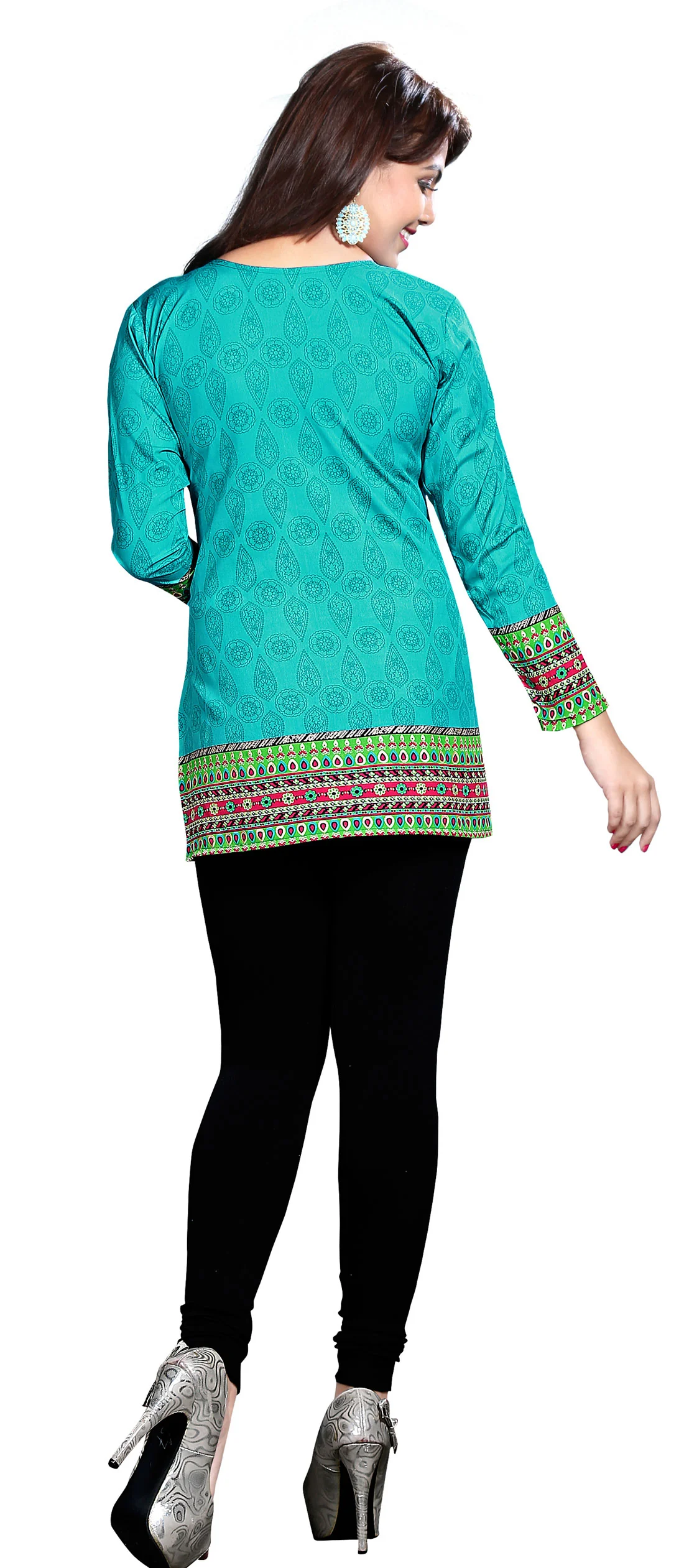 Vibrant Green India Kurti Online - Stylish Short Kurti for Women - Image 2