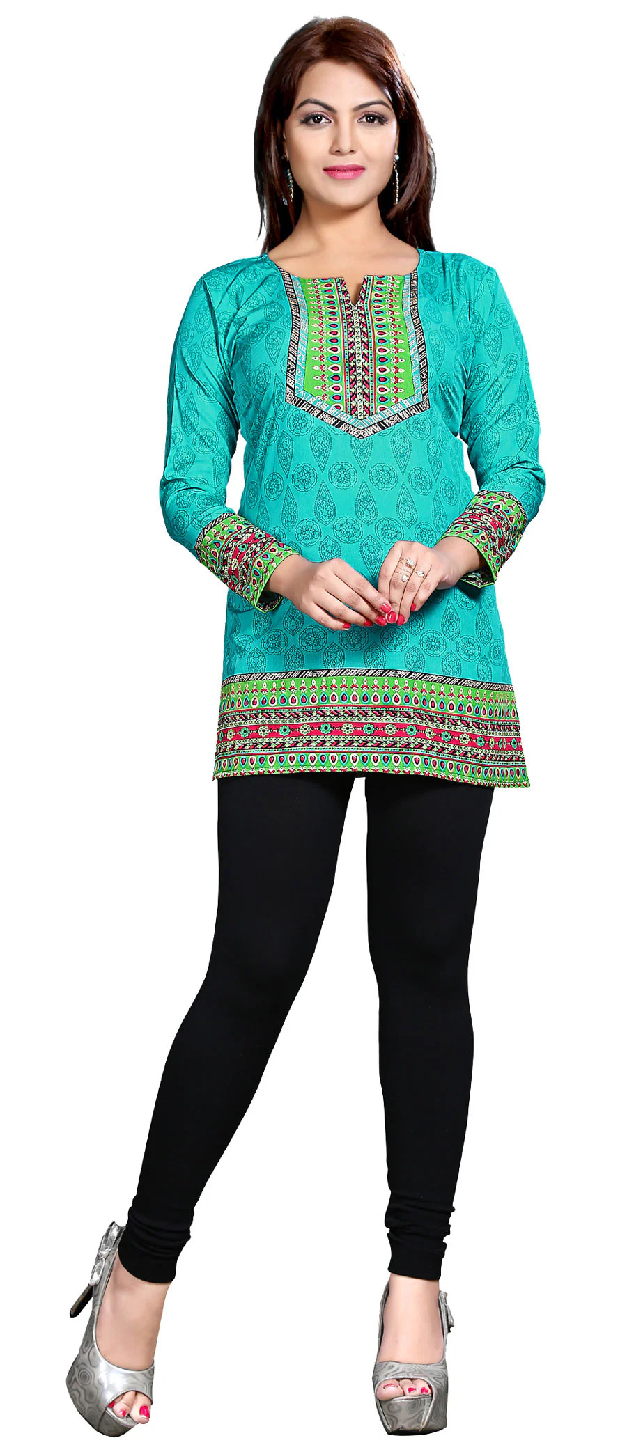 Vibrant Green India Kurti Online - Stylish Short Kurti for Women - Image 4