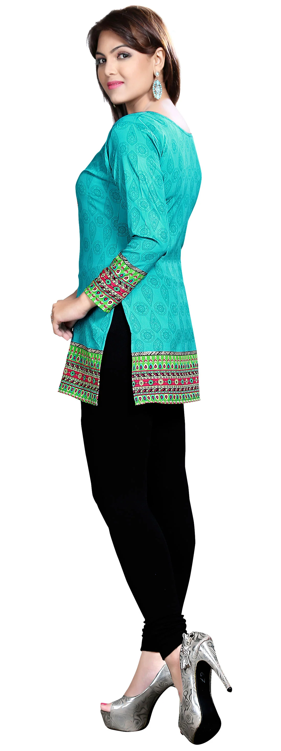 Vibrant Green India Kurti Online - Stylish Short Kurti for Women - Image 5