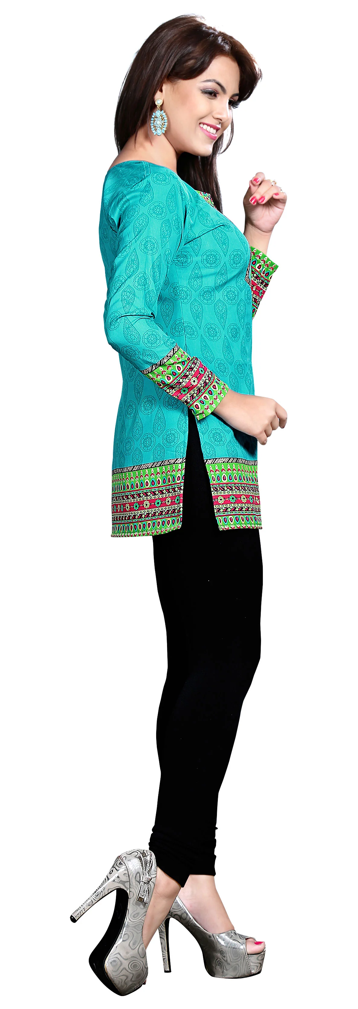 Vibrant Green India Kurti Online - Stylish Short Kurti for Women - Image 6