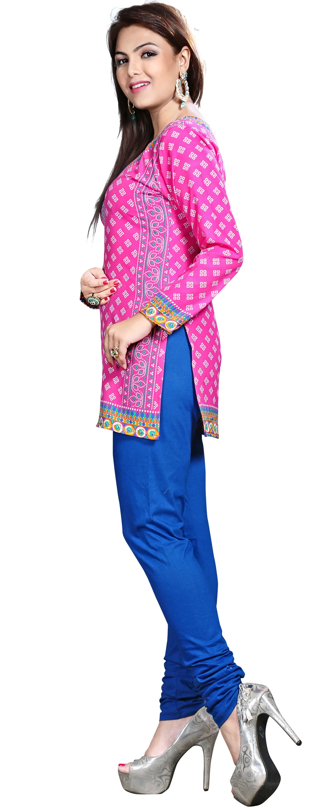 Vibrant Pink Indian Kurta for Ladies - Stylish Short Kurti - Image 5