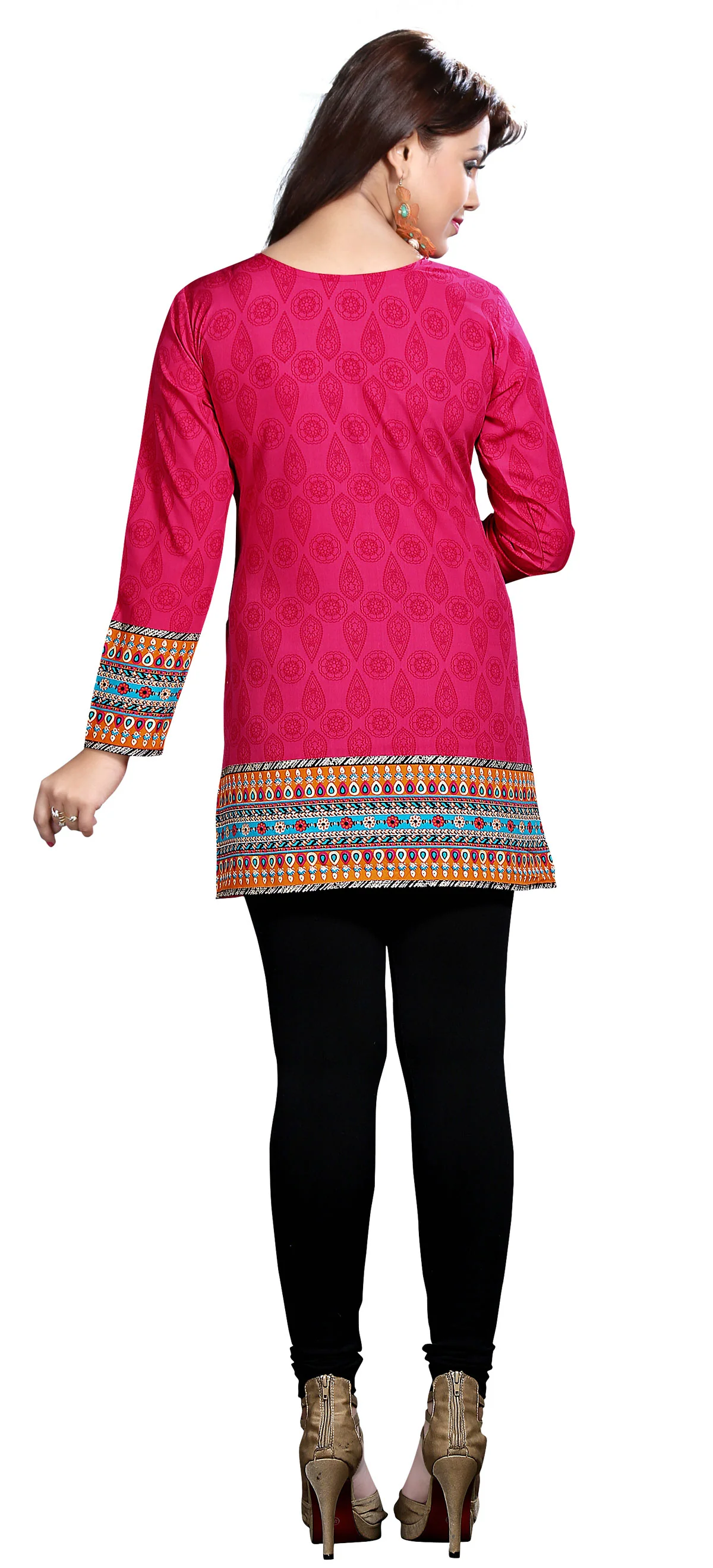 Vibrant Pink Indian Tunics - Stylish Short Kurti for Women - Image 2