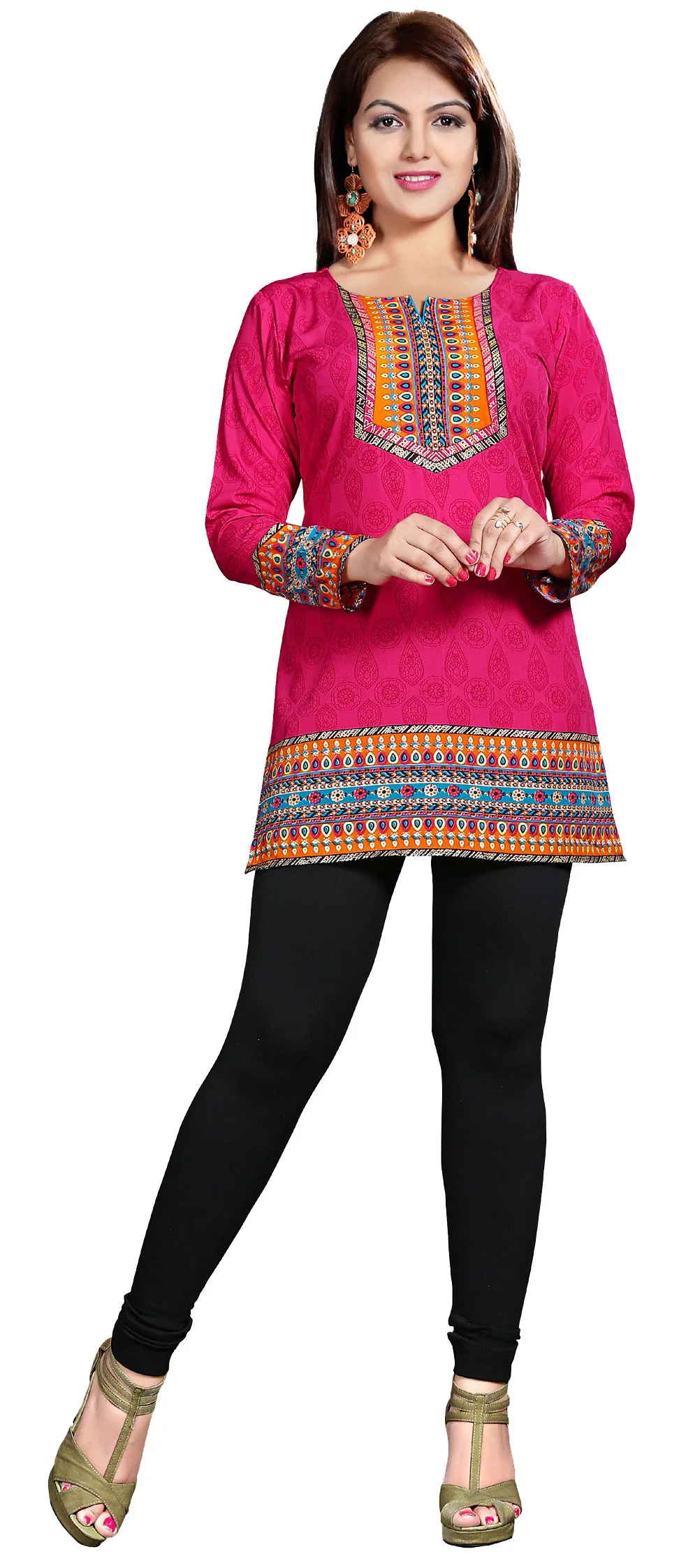 Vibrant Pink Indian Tunics - Stylish Short Kurti for Women - Image 4