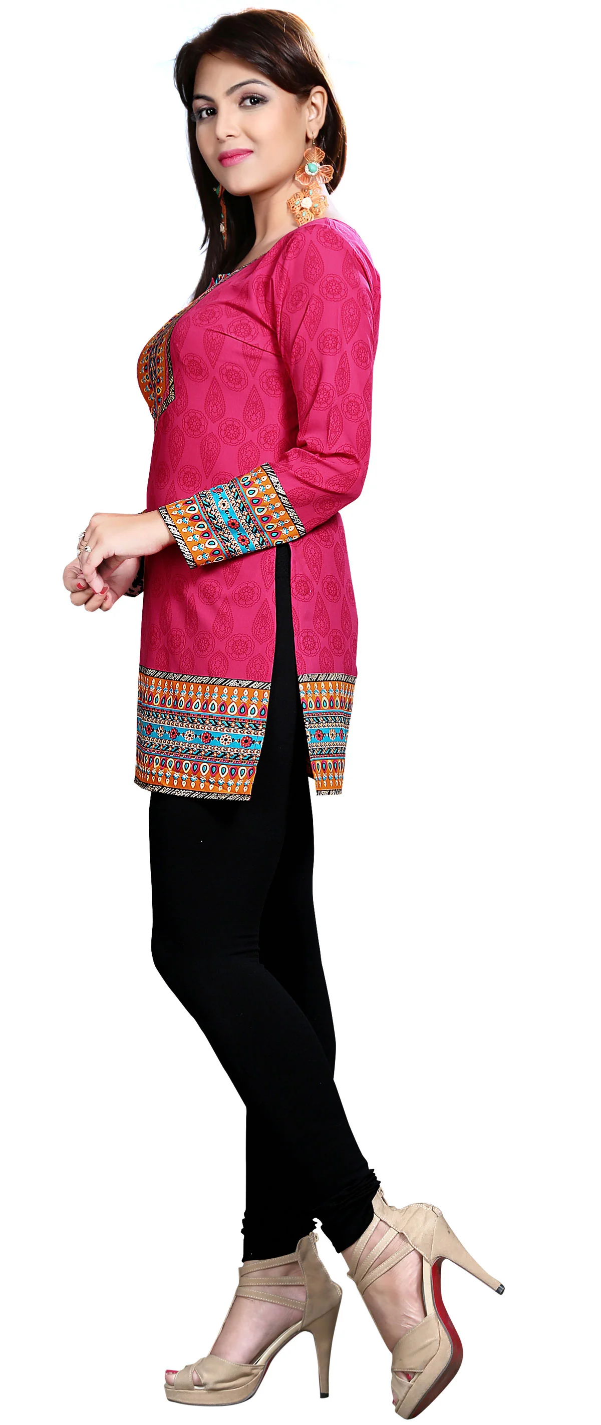Vibrant Pink Indian Tunics - Stylish Short Kurti for Women - Image 5