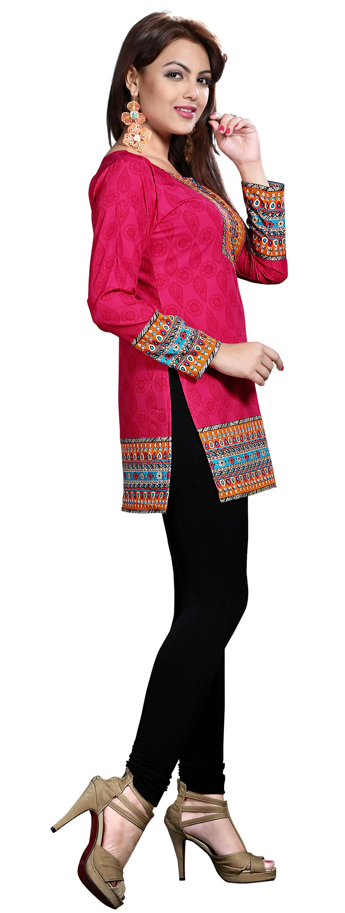 Vibrant Pink Indian Tunics - Stylish Short Kurti for Women - Image 6