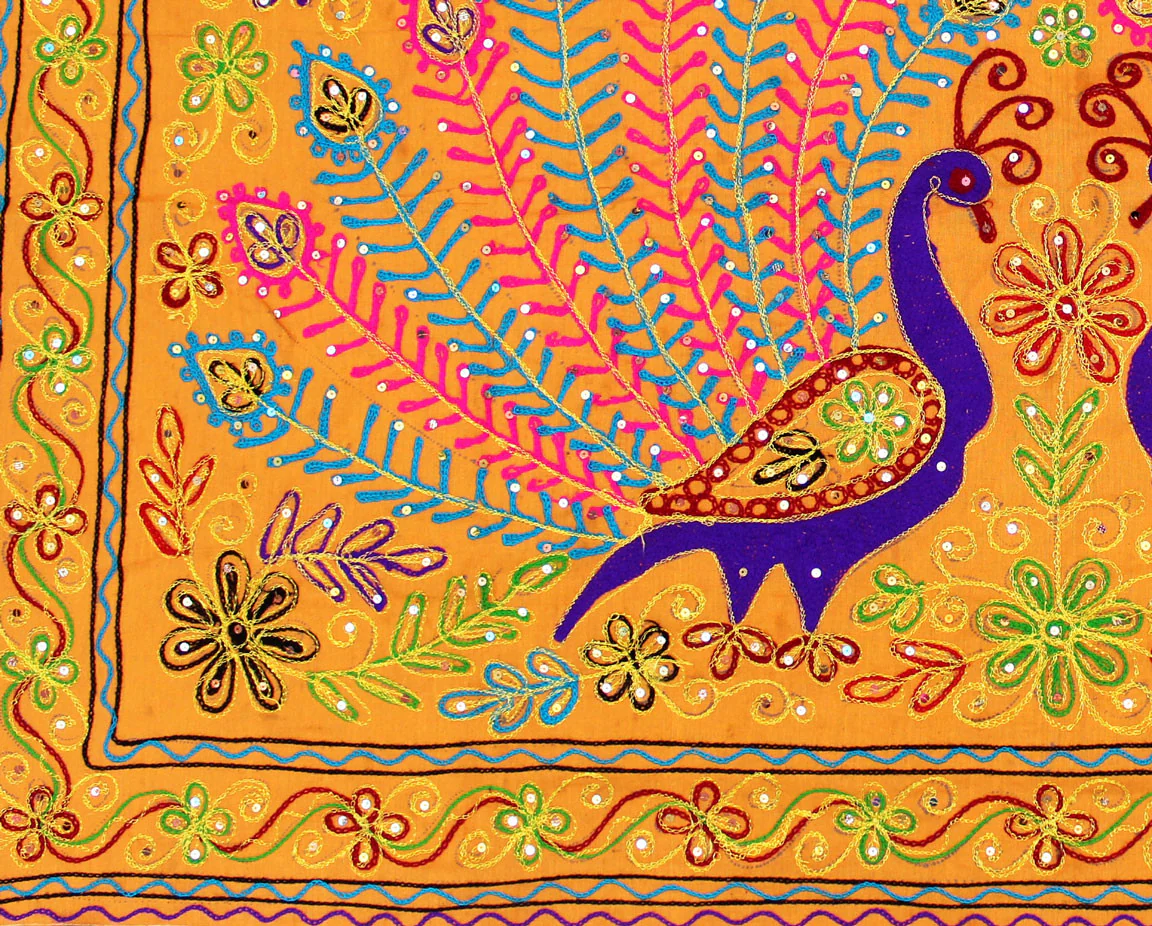 Wall Hanging Tapestry Embroidery India Decor Ethnic (52 x 33 inches) - Image 2