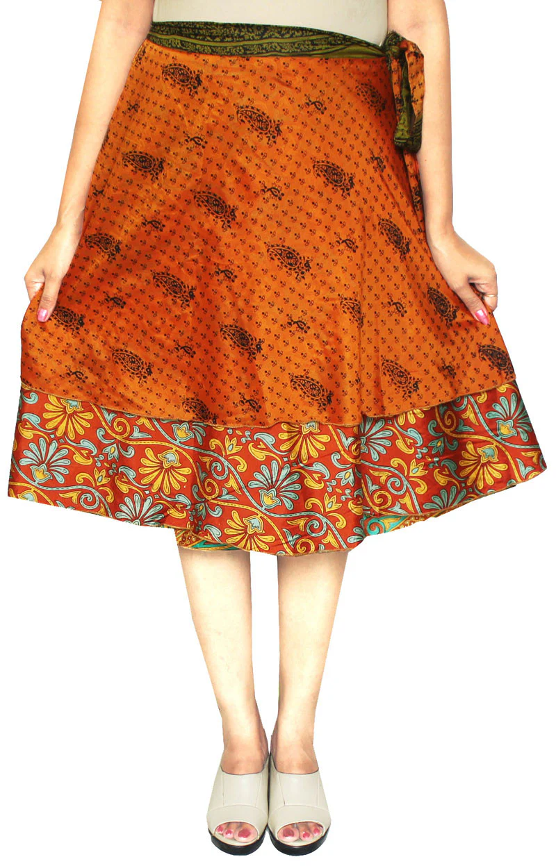 Wholesale 2 Pcs Lot Two Layers Women's Sari Magic Wrap Short Skirt Indian - Image 2