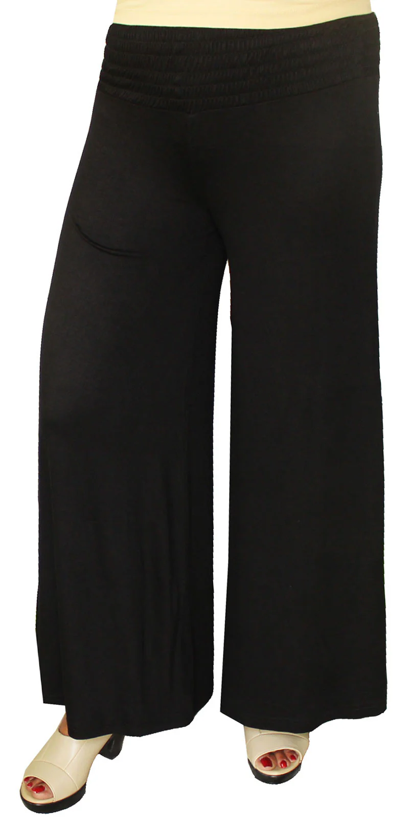 Womens 4 way Wide Bottom Palazzo Solid Color Lycra Indian Clothing (Black) - Image 2