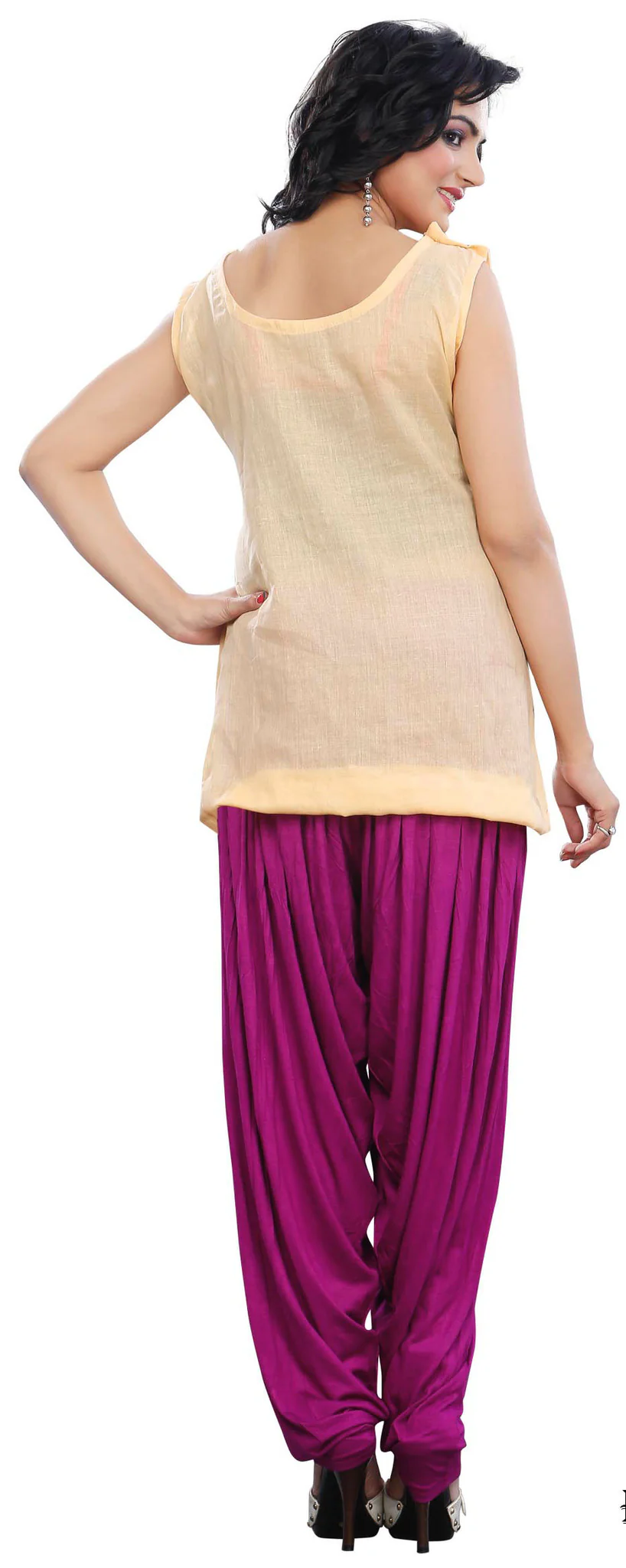 Womens Baggy Harem Patiala Pants Fashion Indian Clothing (Dark Pink) - Image 2