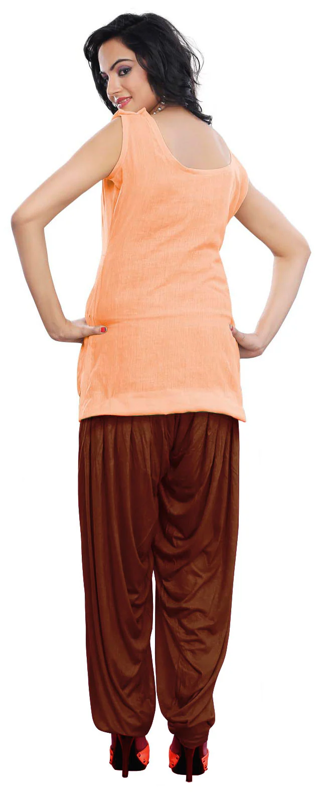 Womens Baggy Indian Pants Harem Patiala Bollywood Clothes (Dark Brown) - Image 2
