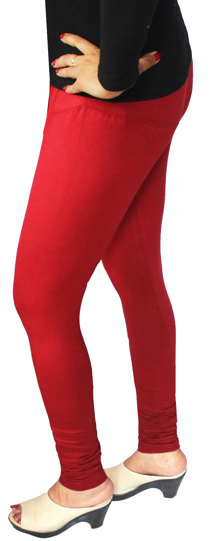 Womens Churidar 4 Way Stretchable Leggings India Clothing Bottoms (Maroon) - Image 3