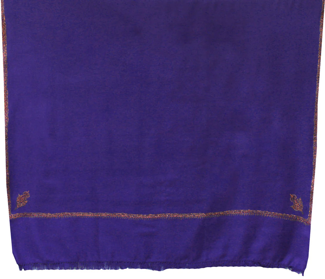 Womens Gift Wool India Shawl Hand Embroidered (Blue) - Image 2