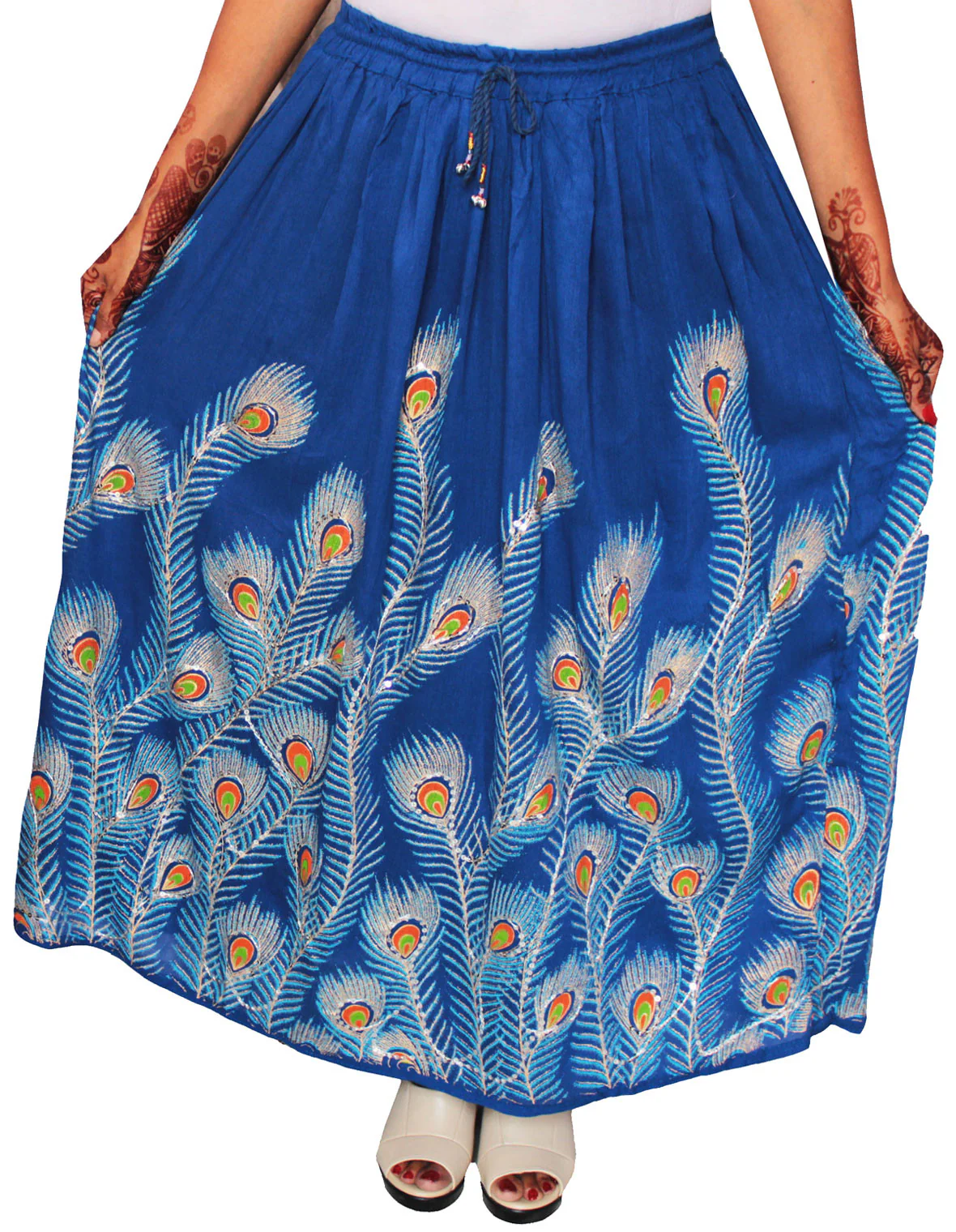 Womens Indian Long Skirts Sequins Ankle Length India Clothing (Blue) - Image 2