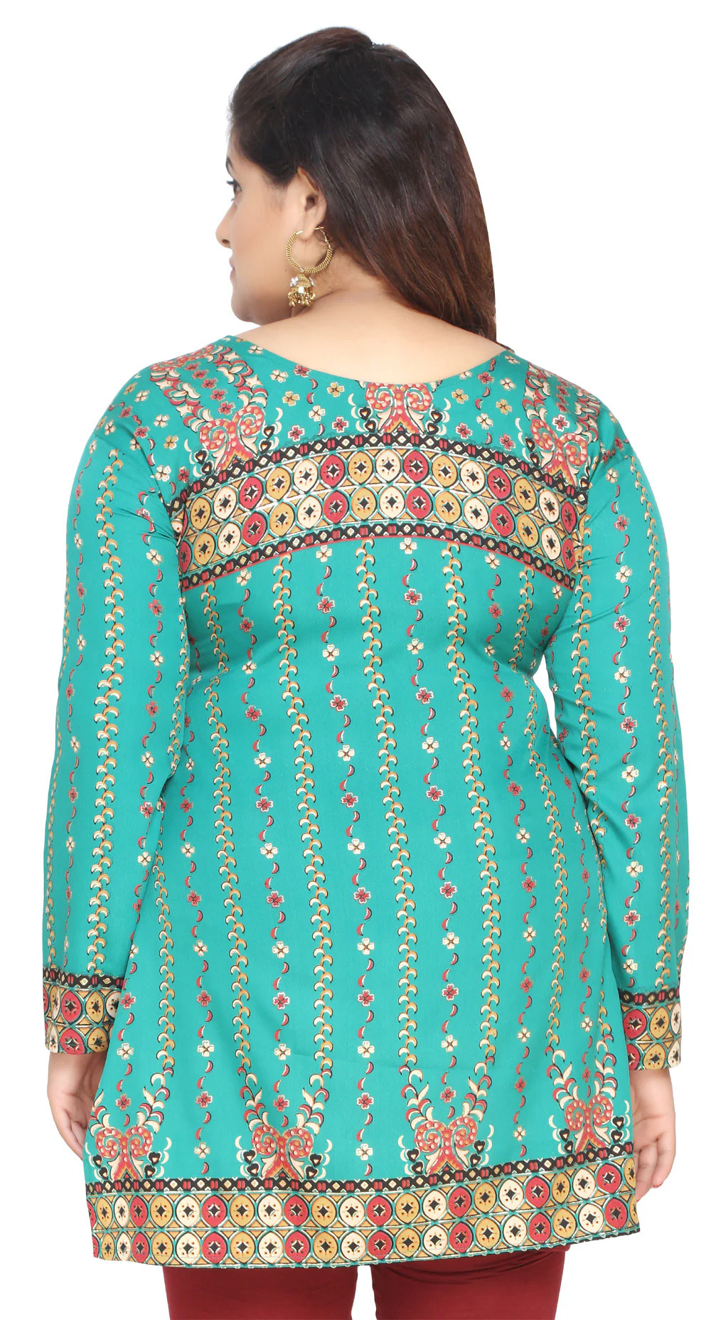 Womens Indian Plus SizeTunics Kurti Top Printed Apparel (Green) - Image 3