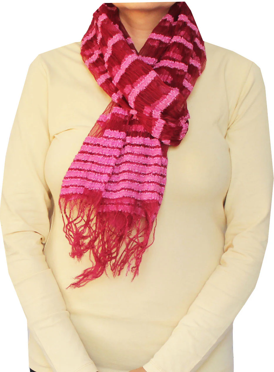 Womens Indian Silk Blended Scarf Indian Clothing Gift (Maroon, 66 x 16 inches) - Image 2