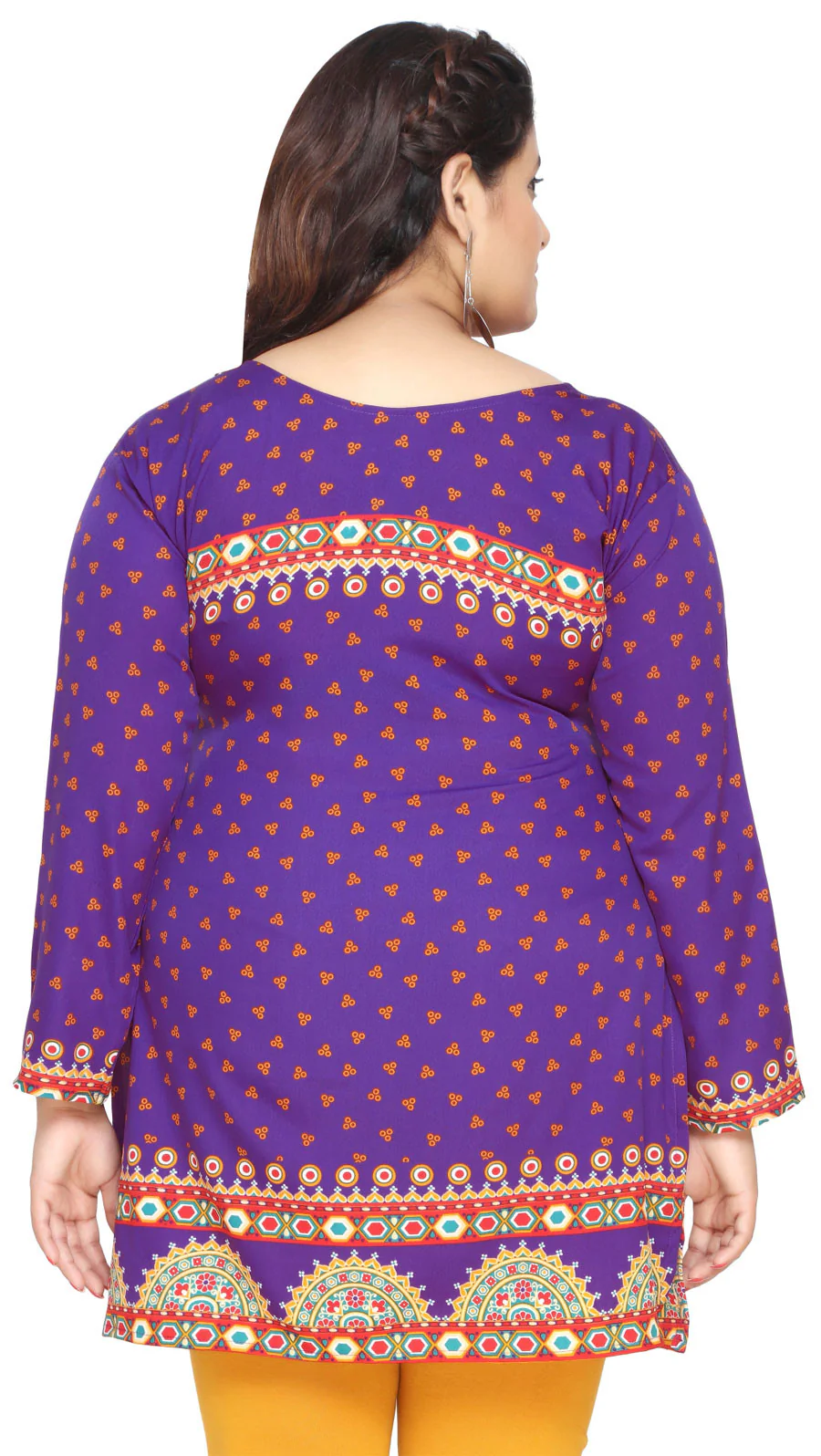 Womens Indian Tunics Kurti Top Printed Plus Size Apparel (Purple) - Image 3