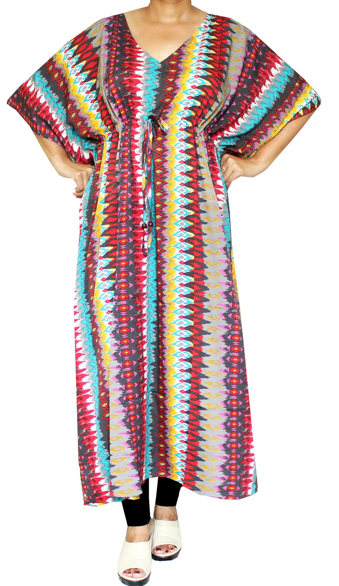 Womens Maxi Loungewear Caftan Tunic Printed Beach Dress - Image 2