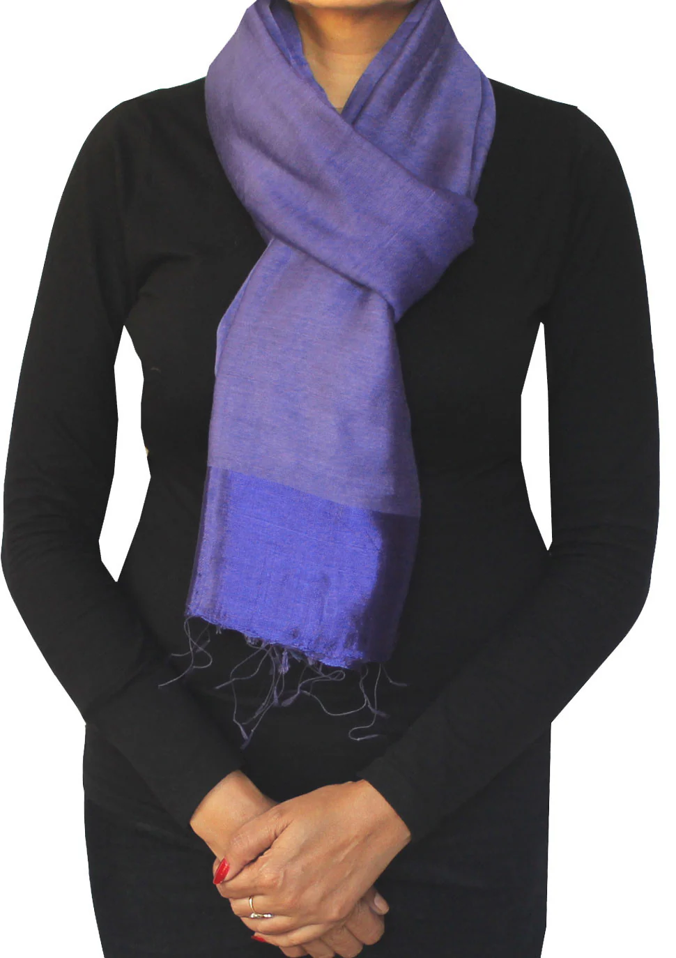 Womens Neck Silk Scarves Fashion Wrap India Clothing Gift (Blue, 72 x 27 inches) - Image 2