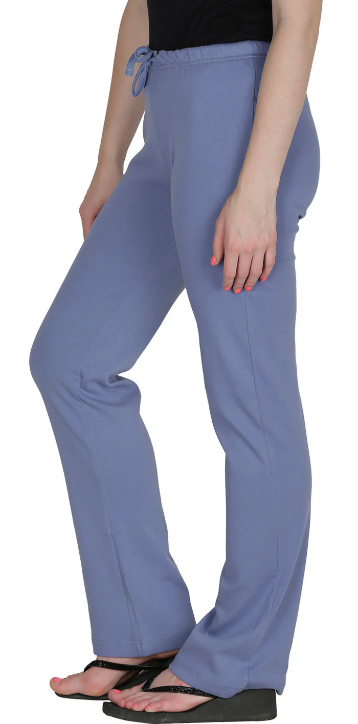 Womens Organic Cotton Pilates Pajama Yoga Pants GOTS Certified (Blue) - Image 2