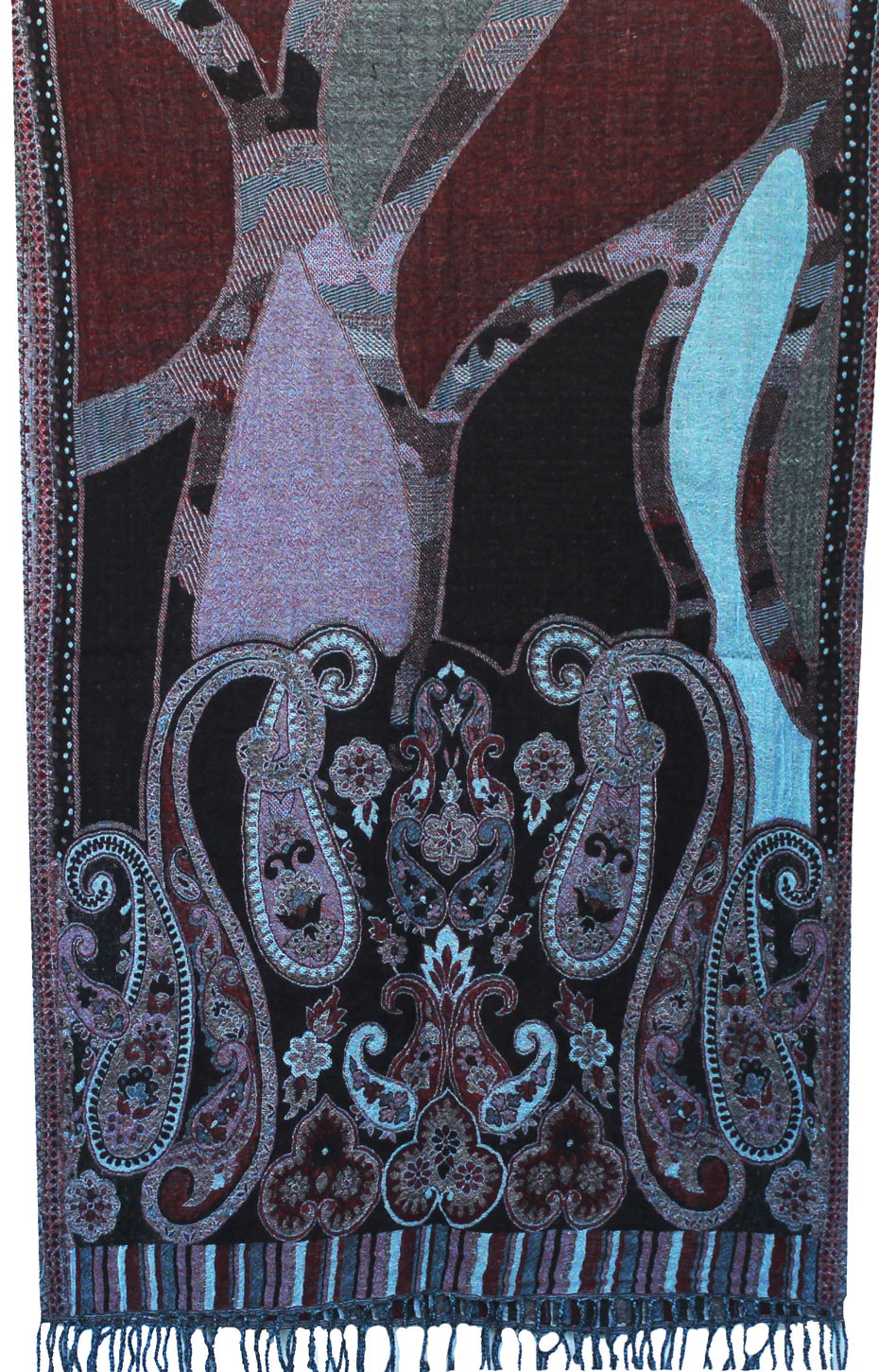Womens Paisley Scarf Shawl Wool Indian Clothing (78 x 28 inches) - Image 2