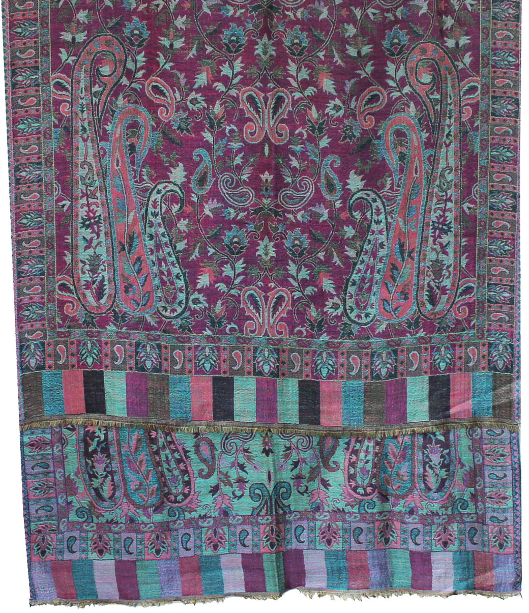 Womens Paisley Wool Scarf Shawl Indian Clothing (84 x 30 inches) - Image 2