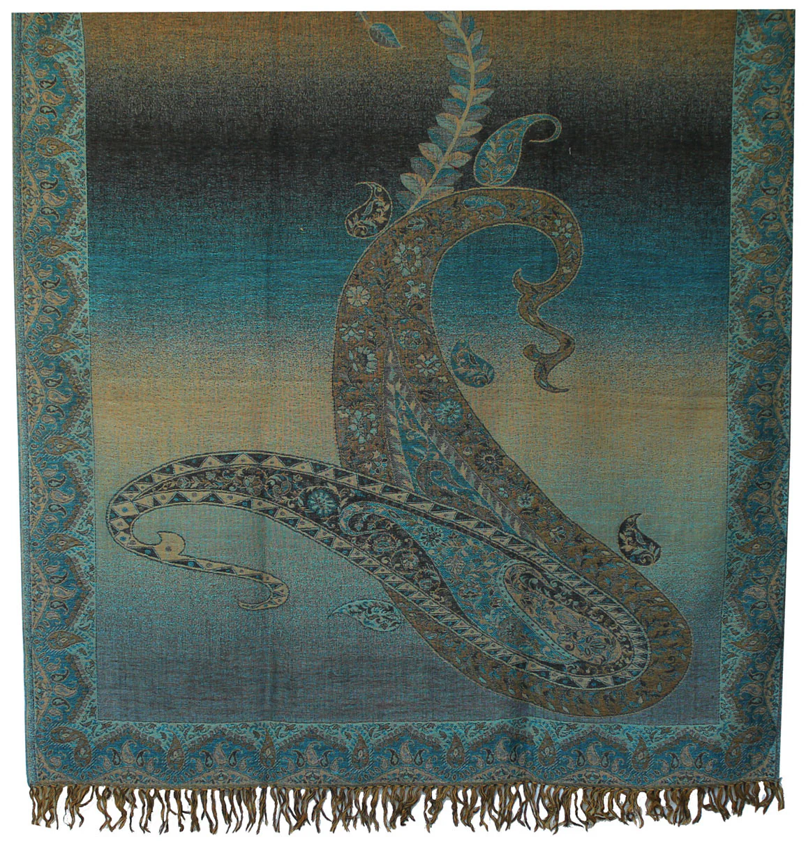Womens Paisley Wool Shawl Wrap Gift India Clothes (82 x 42 inches) - Image 2