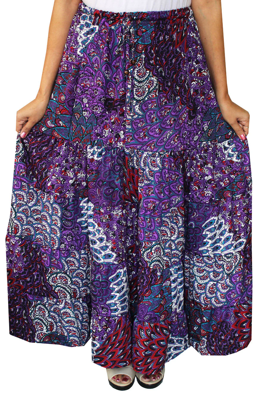 Womens Printed Long Skirt India Apparel (Purple) - Image 2