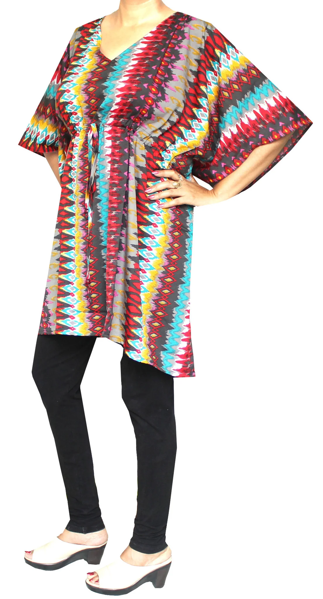 Womens Printed Womens Caftan Tunic Beach Dress - Image 2