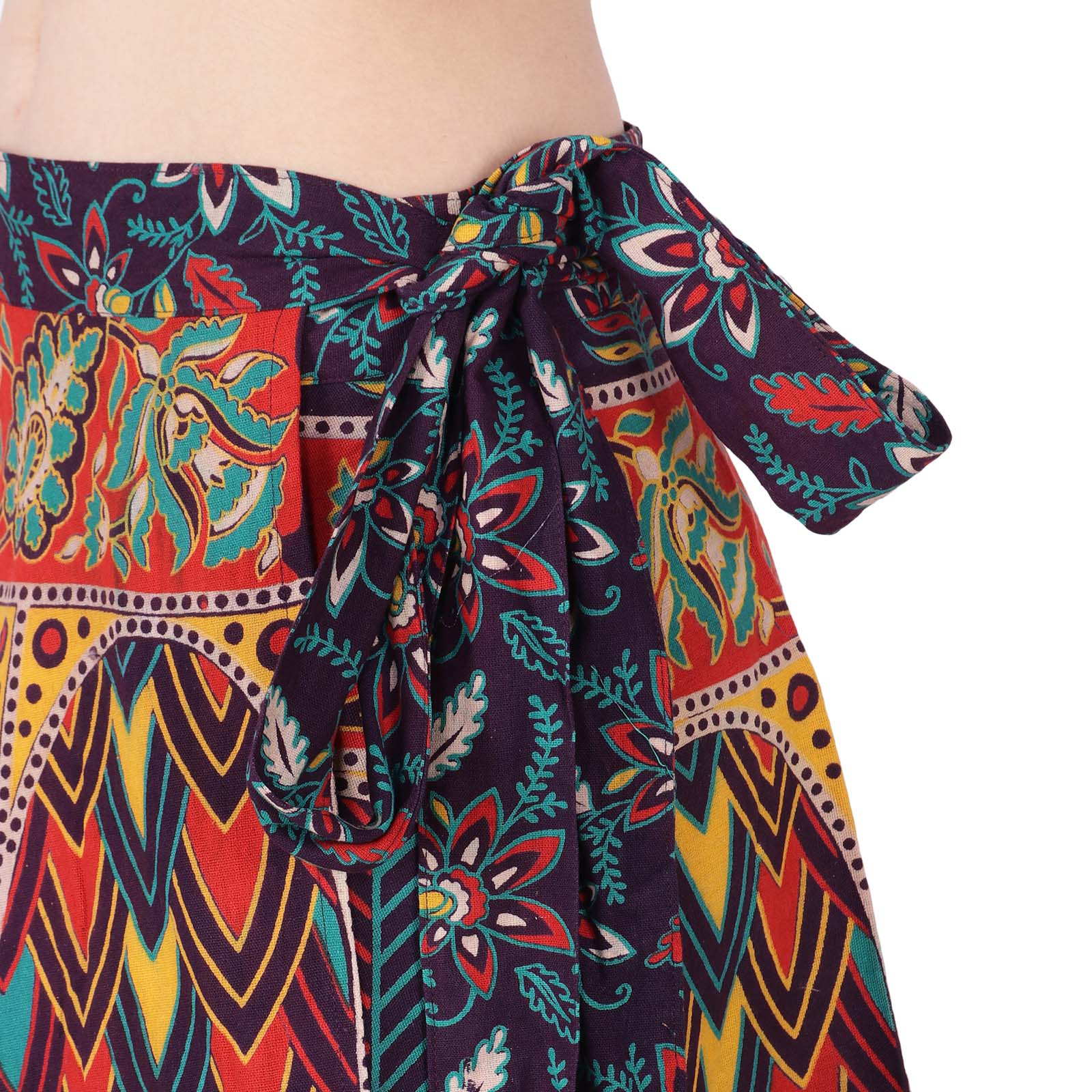 Women's Printed Wrap Around Cotton Long Indian Skirt (Purple, One Size) - Image 4