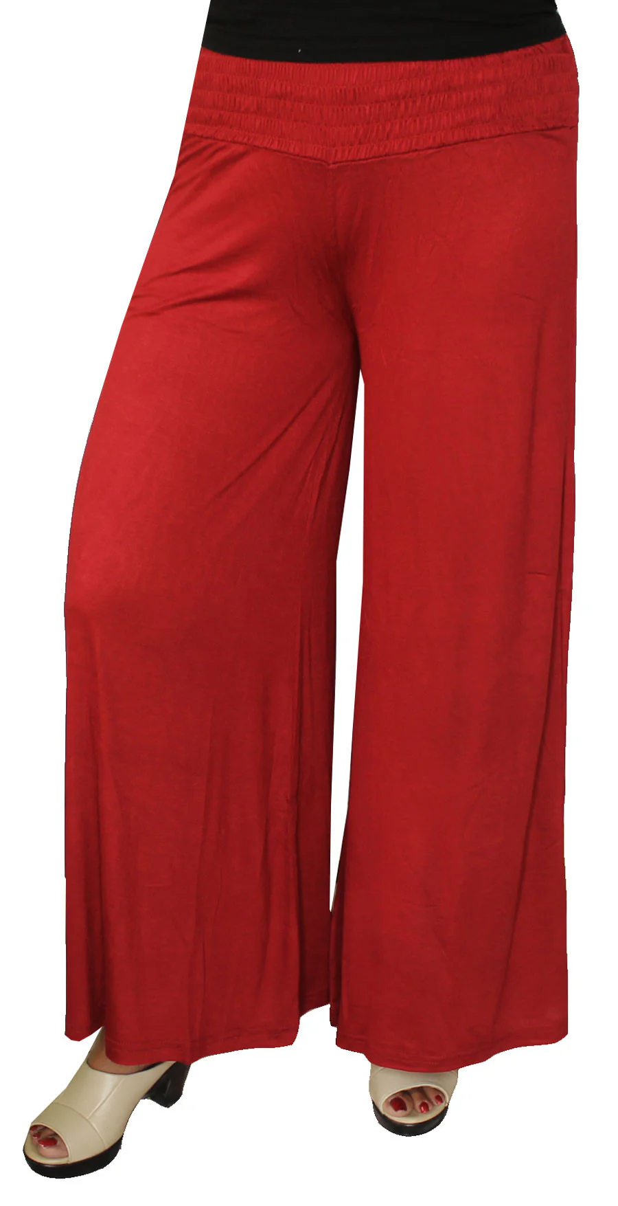 Womens Trousers Wide Bottom Viscose Palazzo Pants (Maroon) - Image 2
