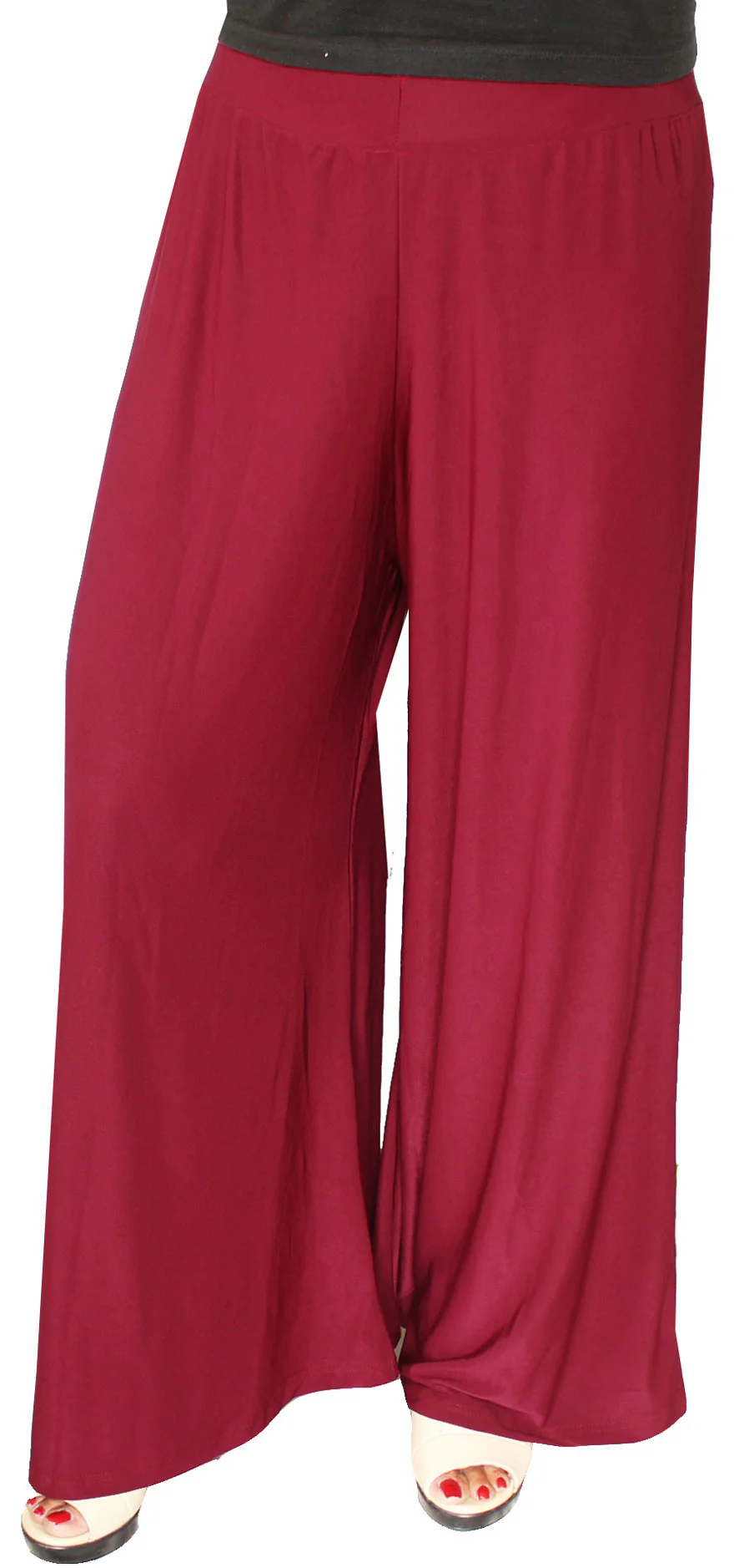 Womens Trousers Wide Bottom Viscose Palazzo Pants (Maroon) - Image 2