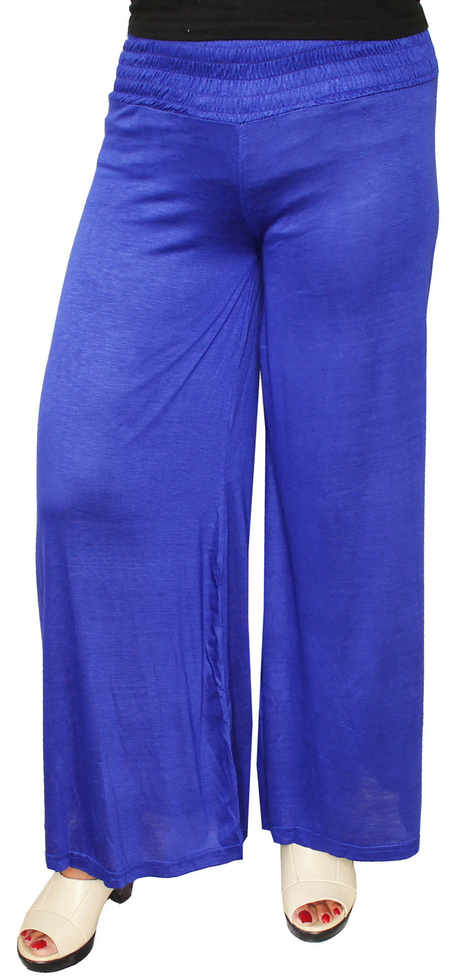 Womens Trousers Wide Leg Palazzo Pants Lycra Indian Clothing Bottom (Blue) - Image 2