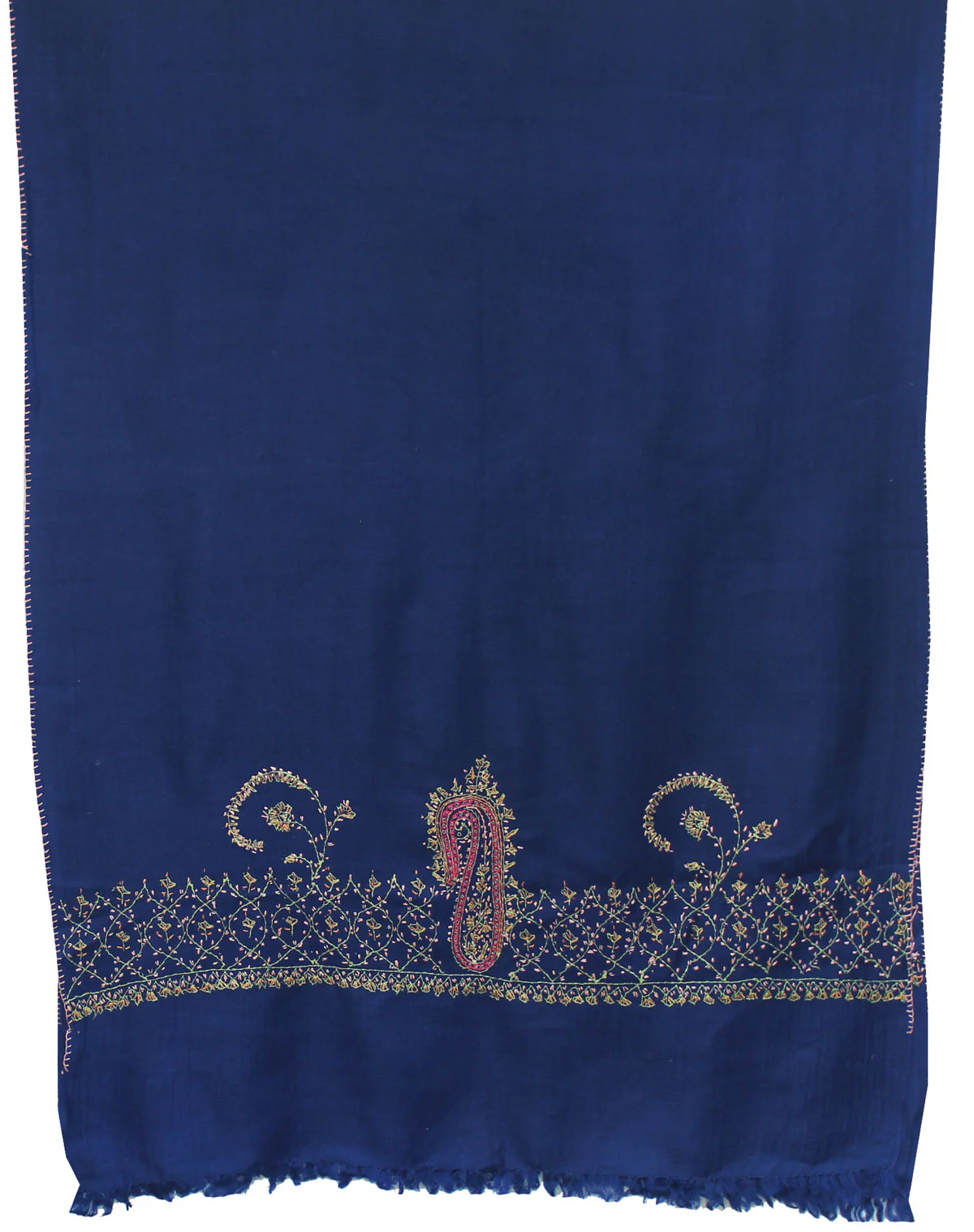 Women's Wool Gift Indian Shawl Hand Embroidered (76 x 28 inches, Blue) - Image 2